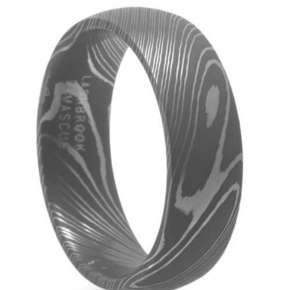 Steel Damascus Men's Wedding Band / Engagement Ring